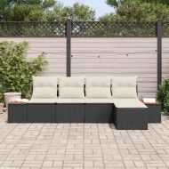 Градински Софа Комплект 5 pcs Черен и кремав Полипропилен Ратан