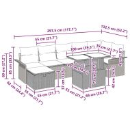 Градински Софа Комплект 8 pcs Светлосиво Полиратан