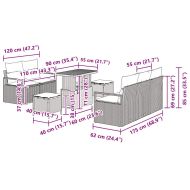 Градински Софа Комплект с възглавница 8 pcs Черно Полиратан