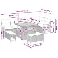 Градински Софа Комплект с възглавница 9 pcs Сив