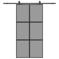 Плъзгаща се врата с комплект обков Черно 102,5x205 cm