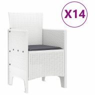 Градински комплект за хранене с възглавници 15 pcs Бяло ПП