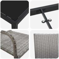 Комплект за хранене в градината 3 pcs Сив полиратан