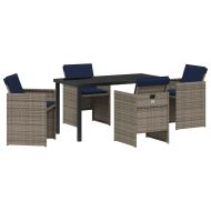 Комплект за хранене в градината 5 pcs Сив полиратан