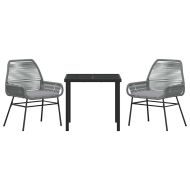 Комплект за хранене в градината 3 pcs Сив полиратан