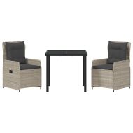 Комплект за хранене в градината 3 pcs Светлосиво полиратан