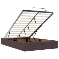Рамка за легло с матрак Тъмнокафяв 120 x 200 cm текстил