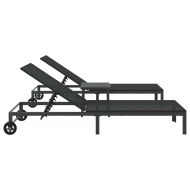 Шезлонг с възглавница 2-човек 3 pcs Черно полиратан