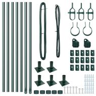 Оградни стълбове 7 pcs Зелен Ø32mm 110 см Поцинкована стомана