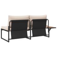 Градински диван с възглавница Кафяво 200.5 x 70 x 85.5 см Метал