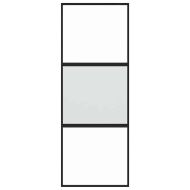 Плъзгаща се врата, черна, 76x205 см, закалено стъкло и алуминий