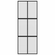 Плъзгаща се врата, черна, 76x205 см, закалено стъкло и алуминий