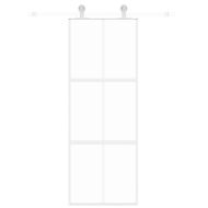 Плъзгаща се врата, бяла, 76x205 см, закалено стъкло и алуминий