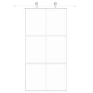 Плъзгаща се врата бяла 102,5x205 см закалено стъкло и алуминий