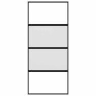 Плъзгаща се врата, черна, 90x205 см, закалено стъкло и алуминий