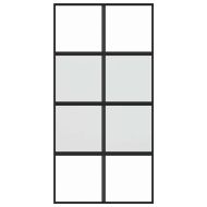 Плъзгаща се врата черна 102,5x205 см закалено стъкло и алуминий