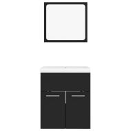 Комплект мебели за баня, черен, ПДЧ