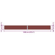 Прибираща се странична тента, кафява, 117x1200 см