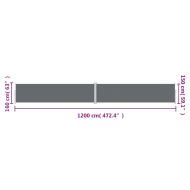 Прибираща се странична тента, антрацит, 160х1200 см