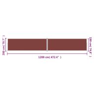 Прибираща се странична тента, кафява, 200х1200 см