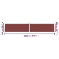 Прибираща се странична тента, кафява, 220x1200 см