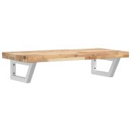 Стенен рафт за мивка, стомана и масивно дърво акация