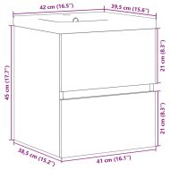 Комплект мебели за баня от 2 части бетонно сив инженерно дърво