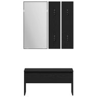 Комплект мебели за антре с огледало 5 pcs Черен дъб и сребристо