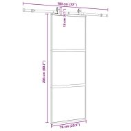 Плъзгаща се врата с комплект обков Черно 76x205 cm