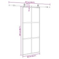 Плъзгаща се врата с комплект обков Черно 90x205 cm