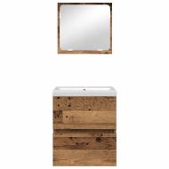 Комплект мебели за баня с чекмедже 2 pcs Стара дървесина и бяло