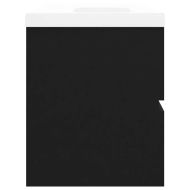 Шкаф за баня с вградена мивка, черен, инженерно дърво