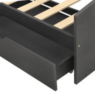 Рамка за легло с 2 чекмеджета сива бор масив 90x200 см