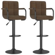 Бар табуретки, 2 бр, кафяви, текстил