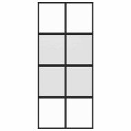 Плъзгаща се врата, черна, 90x205 см, закалено стъкло и алуминий