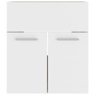 Шкаф за баня с вградена мивка бяло и дъб сонома инженерно дърво