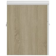 Шкаф за баня с вградена мивка бяло и дъб сонома инженерно дърво