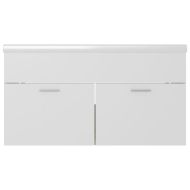 Шкаф за баня с вградена мивка бяло и дъб сонома инженерно дърво