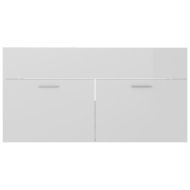 Шкаф за баня с вградена мивка, бял гланц, инженерно дърво