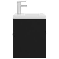 Шкаф за баня с вградена мивка, черен, инженерно дърво