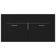 Шкаф за баня с вградена мивка, черен, инженерно дърво