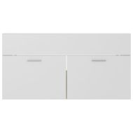 Шкаф за баня с вградена мивка бяло и дъб сонома инженерно дърво