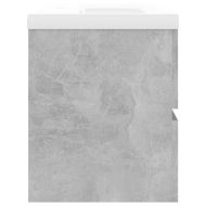 Шкаф за баня с вградена мивка, бетонно сив, инженерно дърво