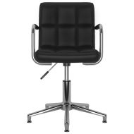 Въртящ се трапезен стол, черен, изкуствена кожа