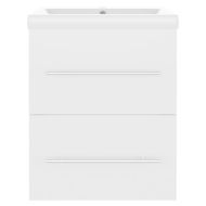 Шкаф за баня с вградена мивка, бял, инженерно дърво