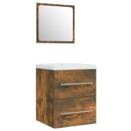 Шкаф за мивка с вградена мивка, опушен дъб, инженерно дърво