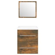 Шкаф за мивка с вградена мивка, опушен дъб, инженерно дърво