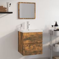 Комплект мебели за баня, опушен дъб, инженерно дърво