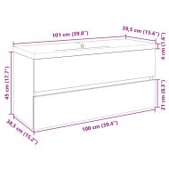 Комплект мебели за баня от 2 части, керамика и инженерно дърво
