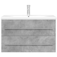 Комплект мебели за баня от 2 части бетонно сив инженерно дърво